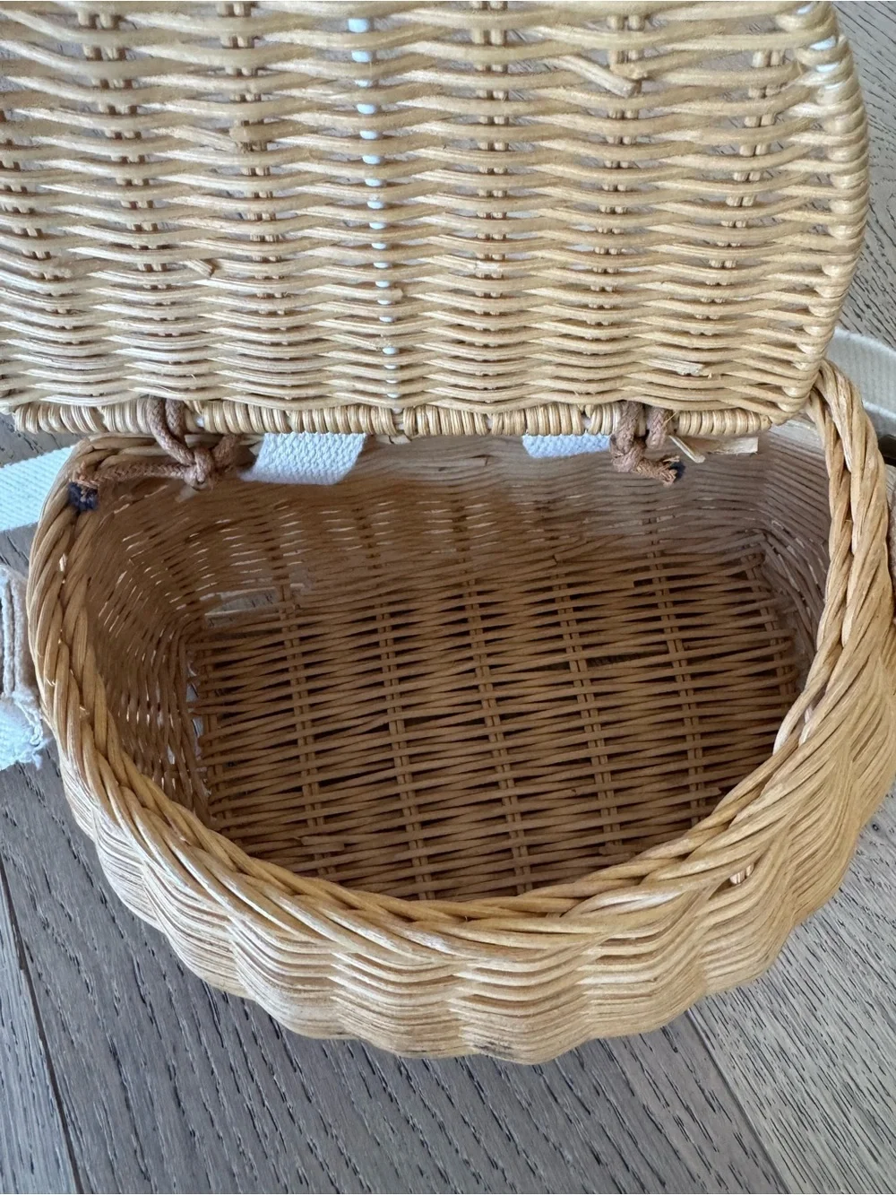 Natural Wicker Rattan Basket Bag - Crossbody & Bike/Stroller Handlebar Basket